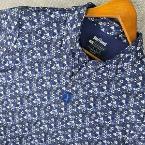 Bogey Bros Polo Shirt Mens M Geometric Pattern Blue Performance Golf Athleisure